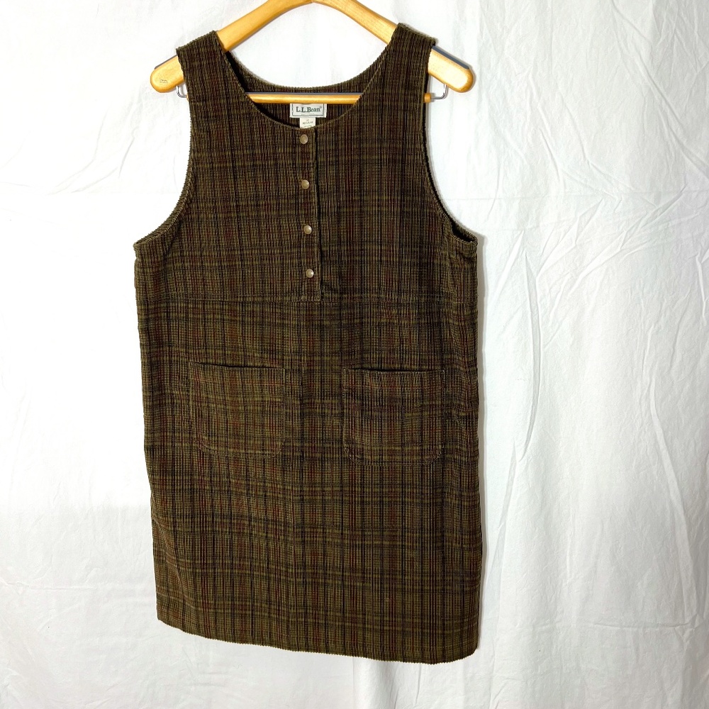 LLBean Fall Winter Colored Plaid Cotton Corduroy Jumper Size 12